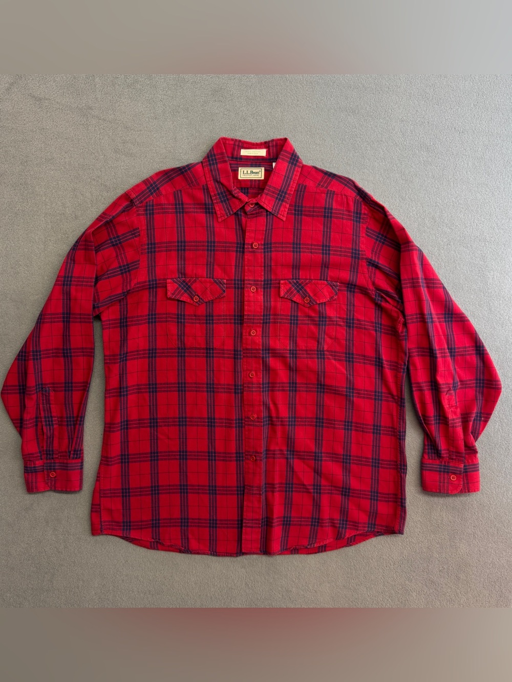 Vintage LL Bean Shirt Made In USA Shirt Large Men's Button Up Red Plaid Flannel